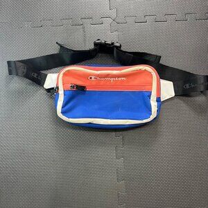 Champion Red/Blue Waist Bag With Adjustable Strap & Multiple Compartments 12"x5"